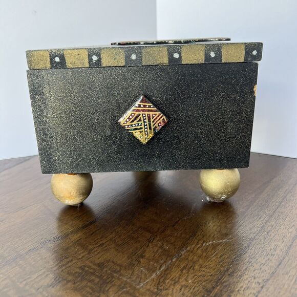 Vintage Halloween Jewelry Trinket Box, Wood, M.G.S. Art Forms 1995 Hand Painted - Picture 3 of 11